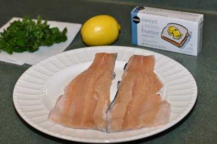 Picture of Pan Seared Fresh Rainbow Trout Ingredients, Trout, Lemon, Butter, Parsley