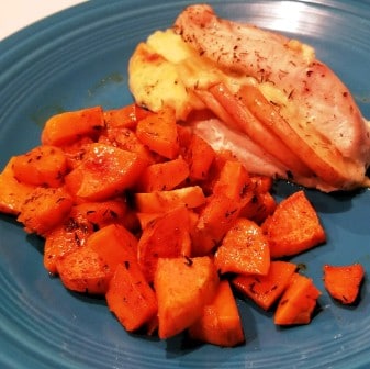 Apple Cheese Stuffed Chicken Breasts with Sweet Potatoes