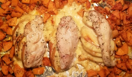 Apple Cheese Chicken and Sweet Potaotes