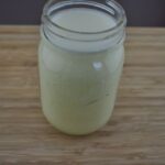 Potato milk made at home in a mason jar.