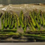 Asparagus baked in the oven at 400 degrees.