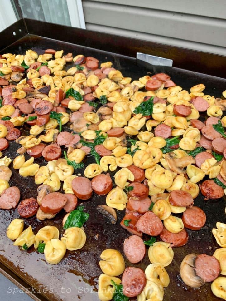 Blackstone Grilled Kielbasa, Tortellini, & Spinach Casserole