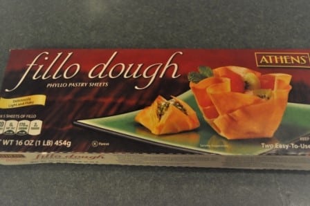 Phyllo dough in a box to use in phyllo chicken recipe.