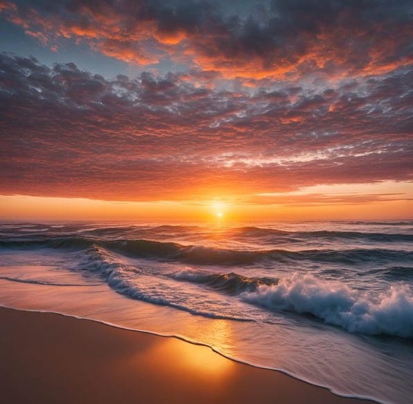 Sunrise over the ocean.