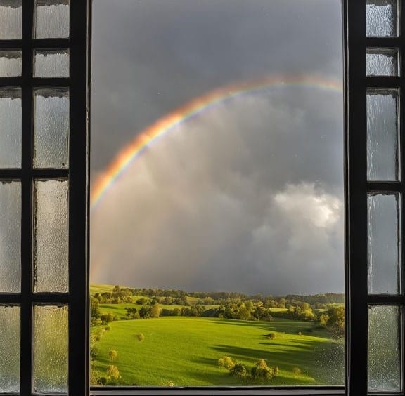 Rainbow outside window